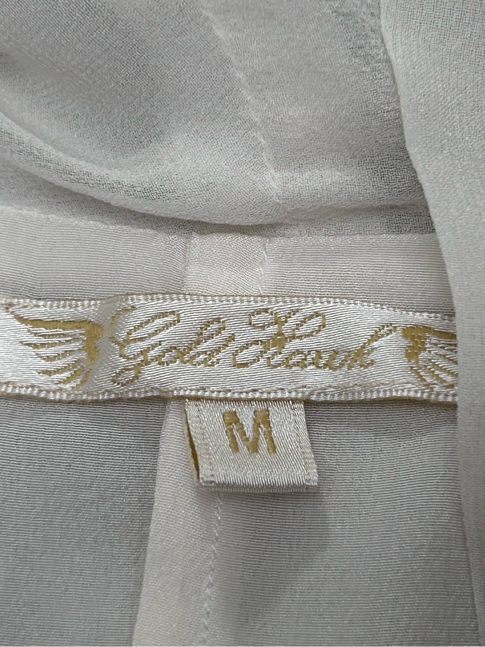 🥃MAKE OFFER🥃 Gold Hawk Ivory Silk Draped Sleeveless Blouse Asymmetric MED - Picture 6 of 8